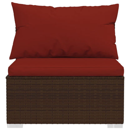 10-tlg. Garten-Lounge-Set mit Kissen Braun Poly Rattan