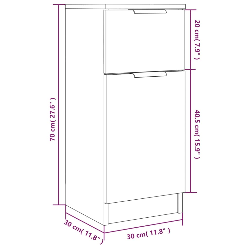 Sideboards 2 Stk. Betongrau 30x30x70 cm Holzwerkstoff