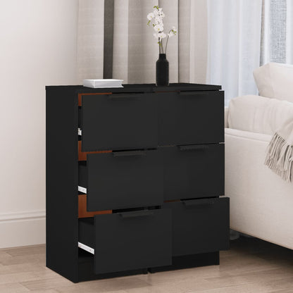 Sideboards 2 Stk. Schwarz 30x30x70 cm Holzwerkstoff