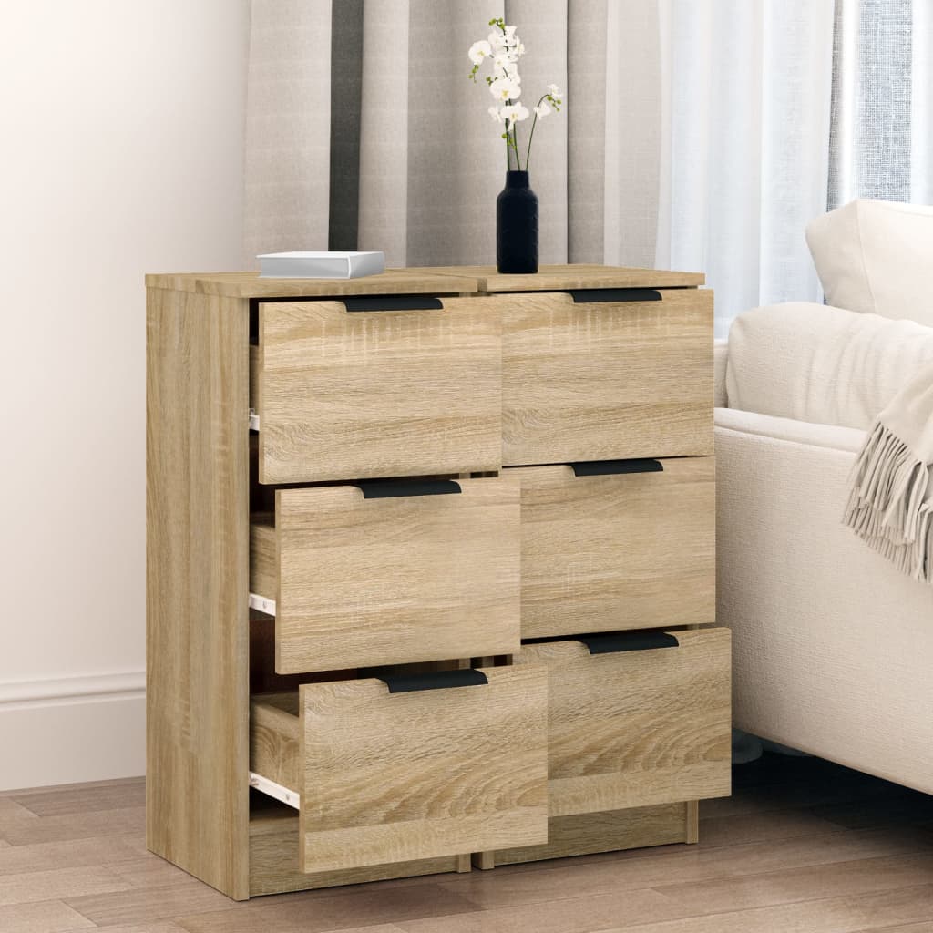 Sideboards 2 Stk. Sonoma-Eiche 30x30x70 cm Holzwerkstoff