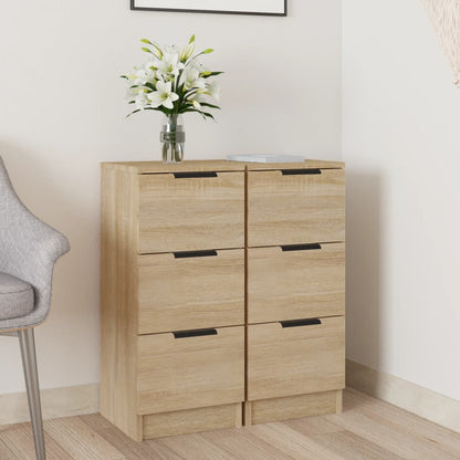 Sideboards 2 Stk. Sonoma-Eiche 30x30x70 cm Holzwerkstoff