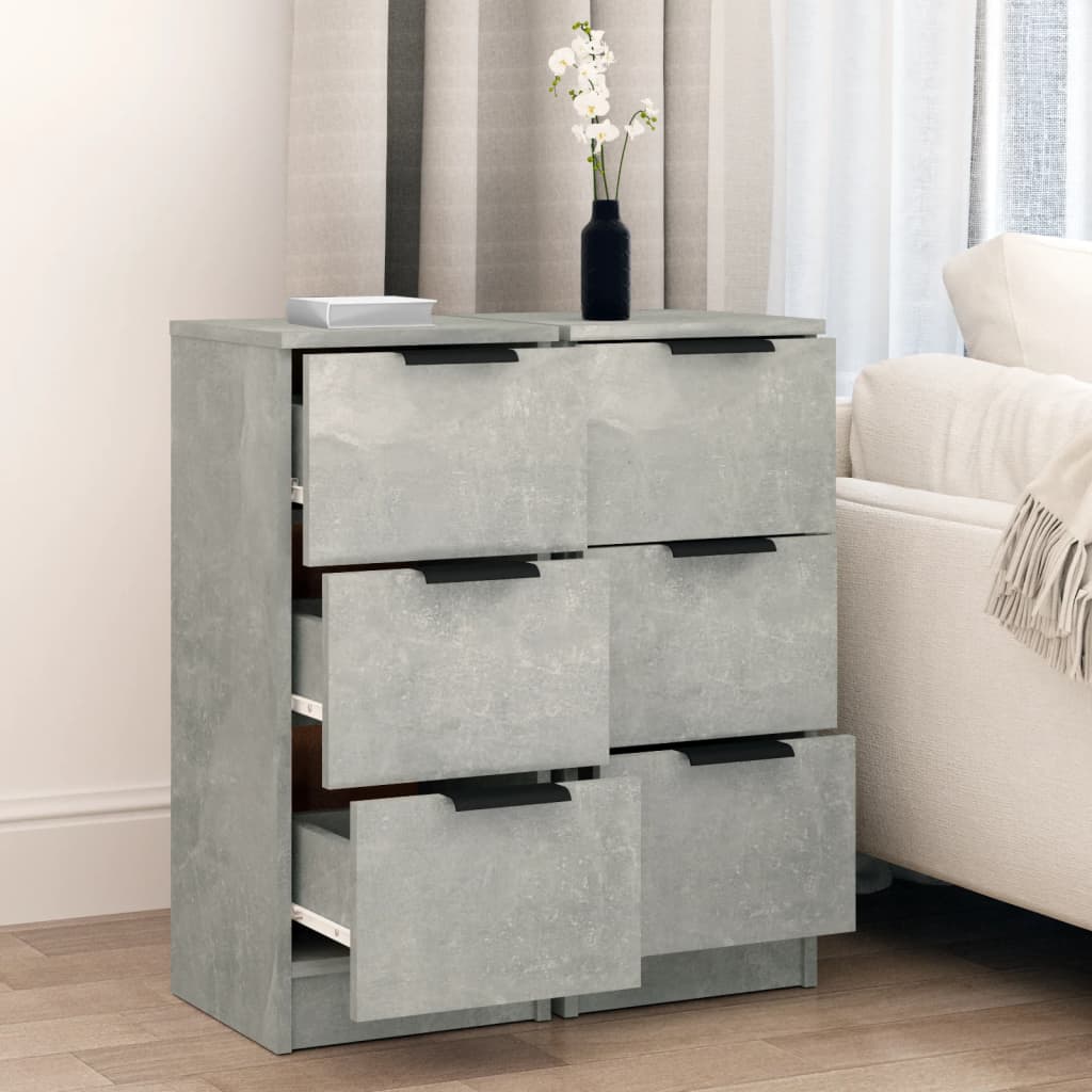 Sideboards 2 Stk. Betongrau 30x30x70 cm Holzwerkstoff