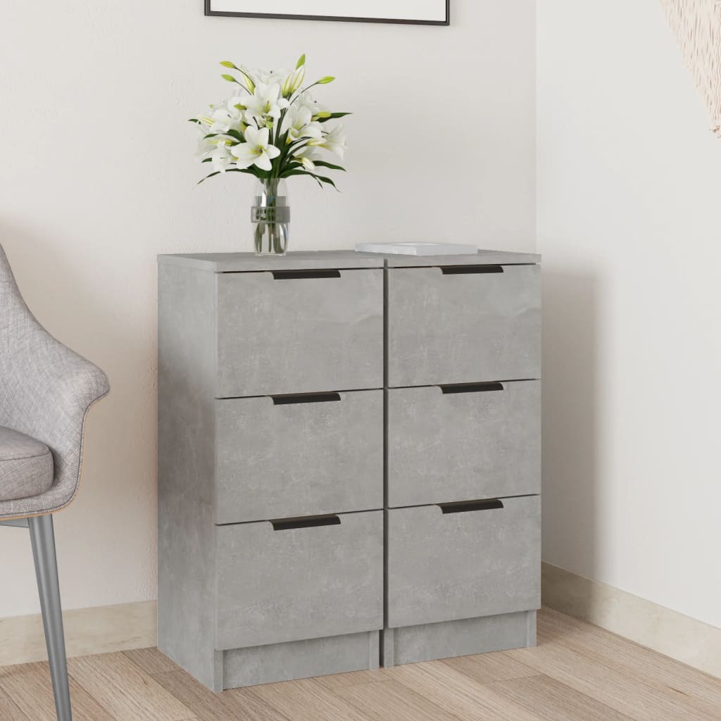 Sideboards 2 Stk. Betongrau 30x30x70 cm Holzwerkstoff