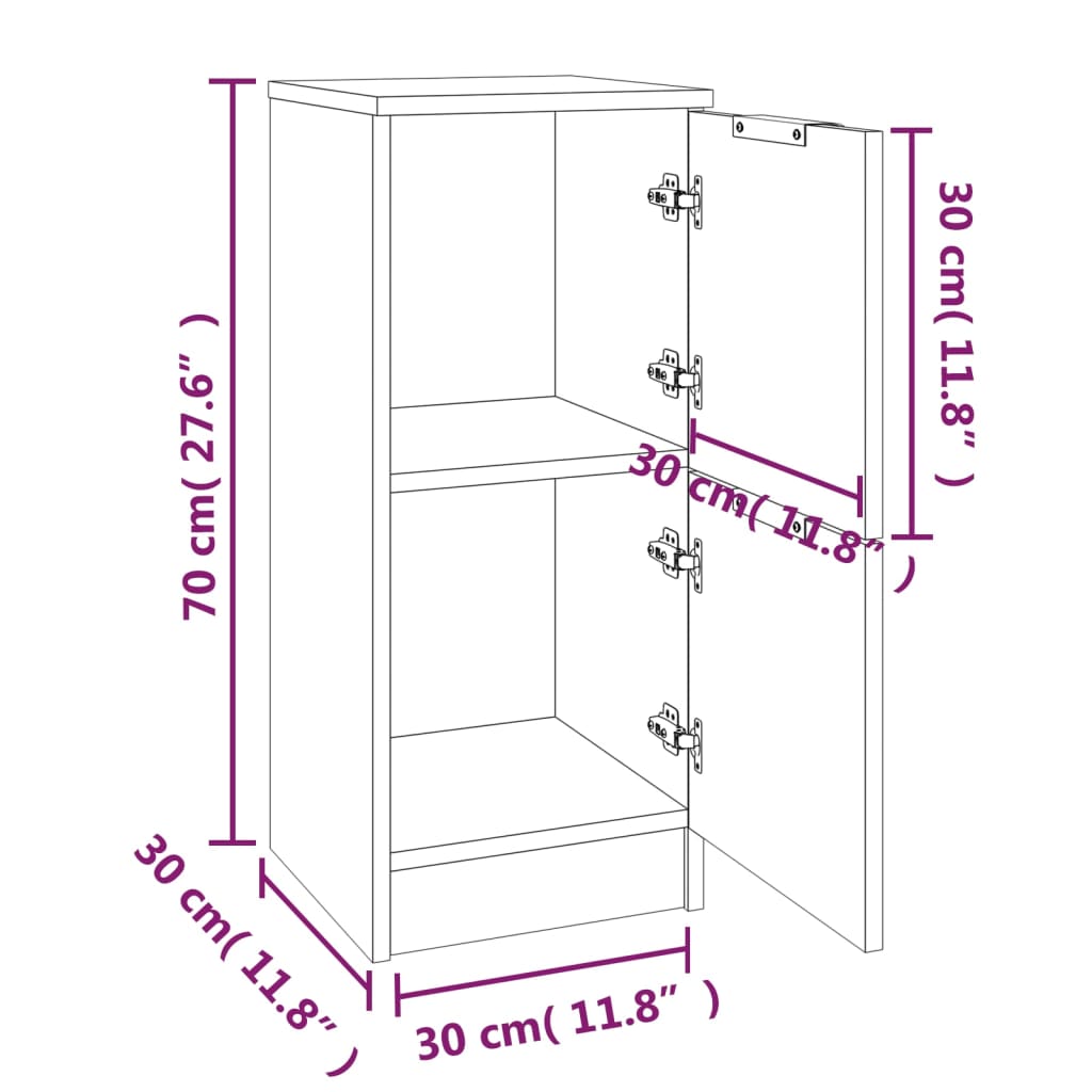 Sideboards 2 Stk. Weiß 30x30x70 cm Holzwerkstoff