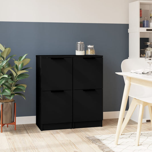 Sideboards 2 Stk. Schwarz 30x30x70 cm Holzwerkstoff