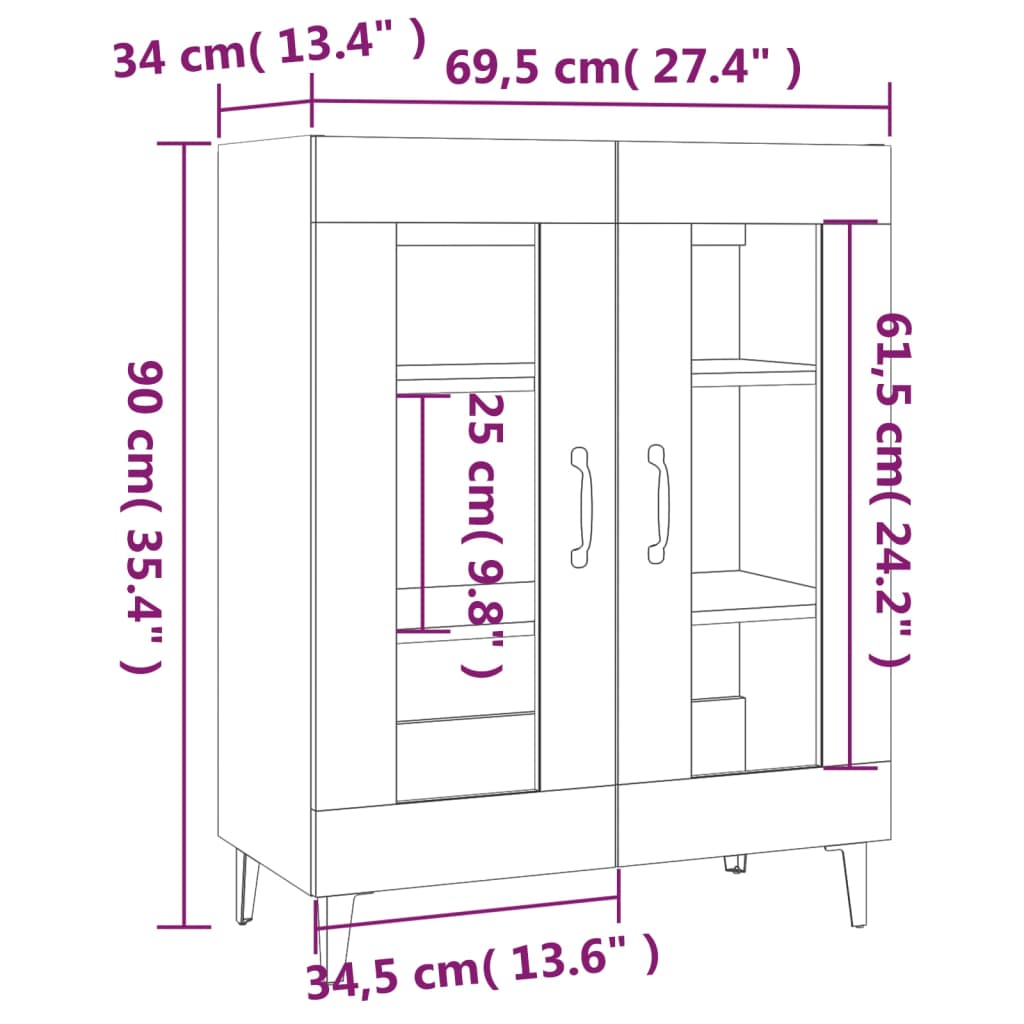 Sideboard Sonoma-Eiche 69,5x34x90 cm Holzwerkstoff