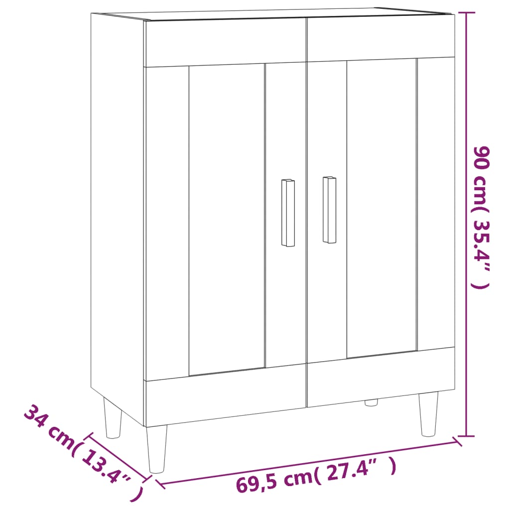 Sideboard Schwarz 69,5x34x90 cm Holzwerkstoff