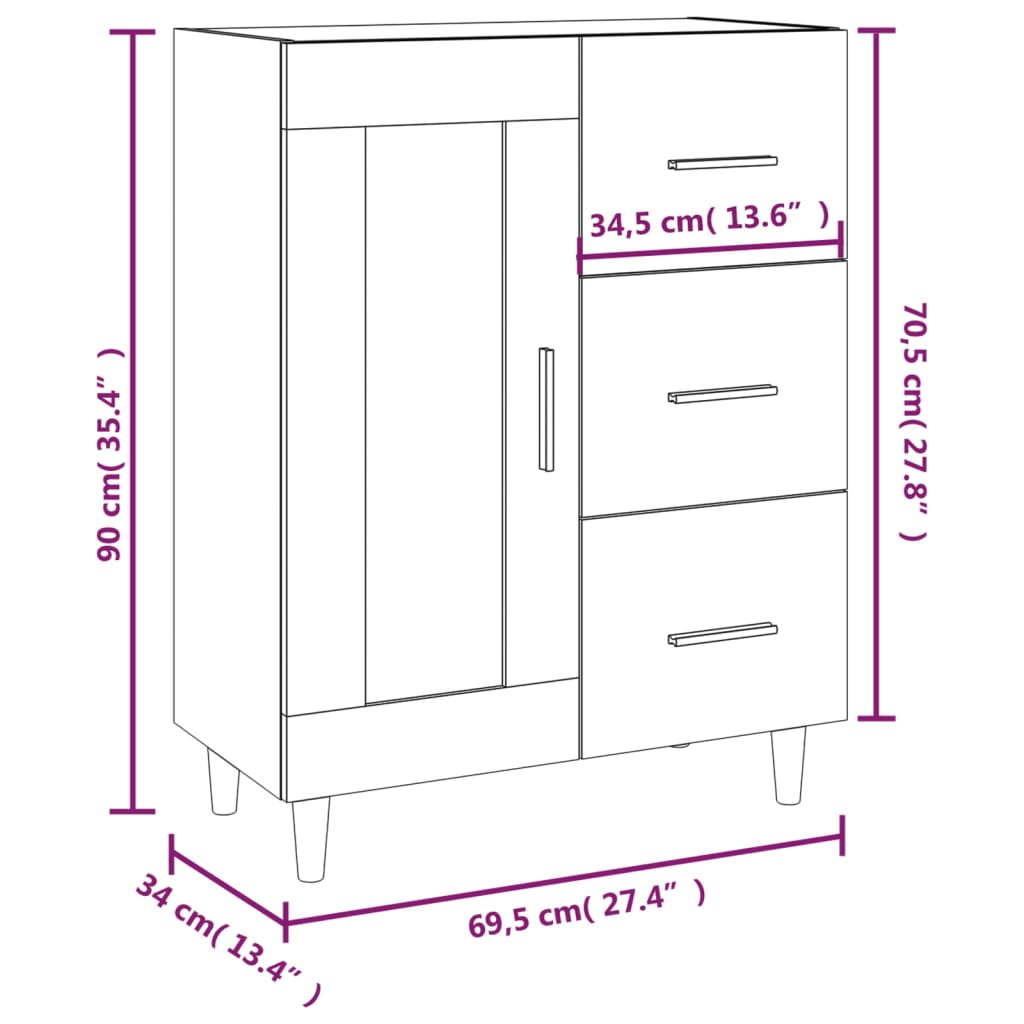 Sideboard Weiß 69,5x34x90 cm Holzwerkstoff