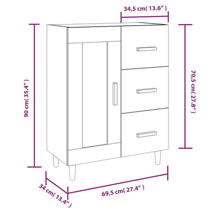 Sideboard Weiß 69,5x34x90 cm Holzwerkstoff