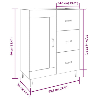 Sideboard Weiß 69,5x34x90 cm Holzwerkstoff