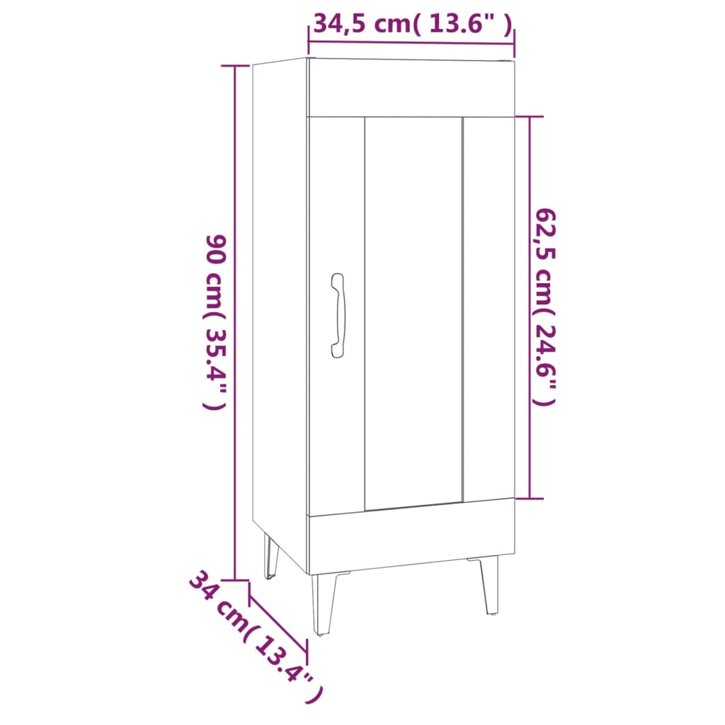 Sideboard Weiß 34,5x34x90 cm Holzwerkstoff