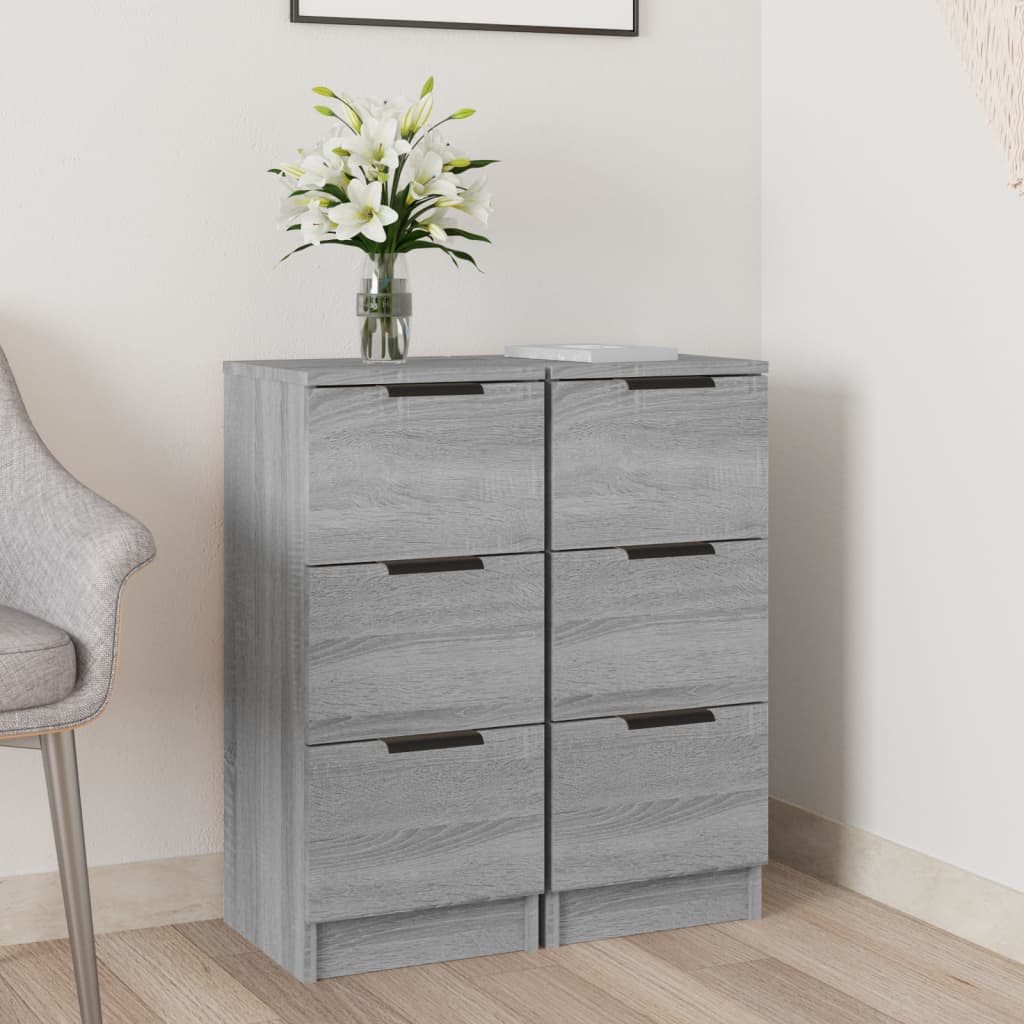 Sideboards 2 Stk. Grau Sonoma 30x30x70 cm Holzwerkstoff