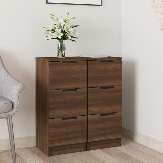 Sideboards 2 Stk. Braun Eichen-Optik 30x30x70 cm Holzwerkstoff