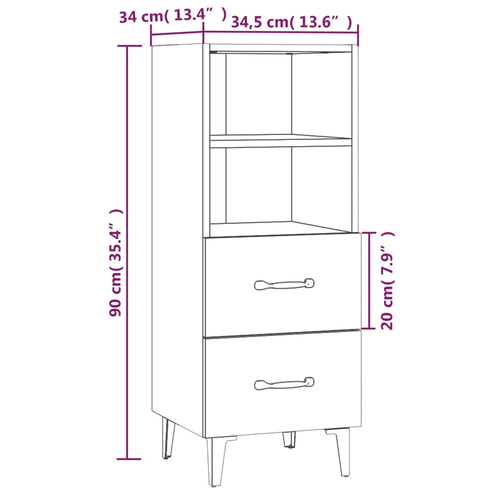 Sideboard Räuchereiche 34,5x34x90 cm Holzwerkstoff