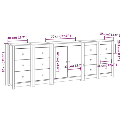 Sideboard Weiß 230x35x80 cm Massivholz Kiefer