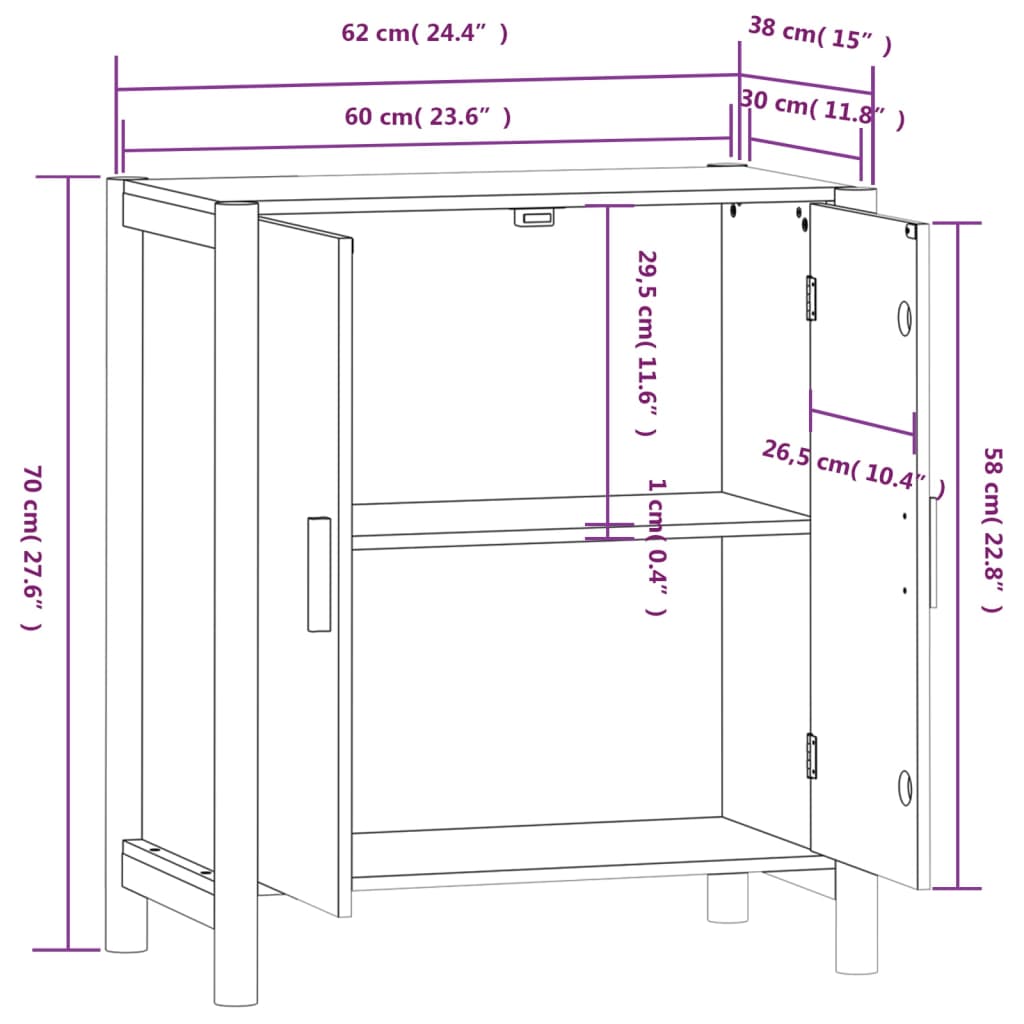 Sideboard Weiß 62x38x70 cm Holzwerkstoff