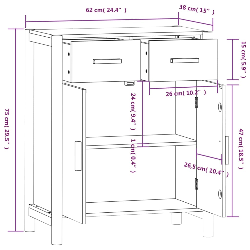 Sideboard Schwarz 62x38x75 cm Holzwerkstoff