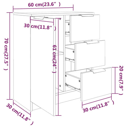 Sideboards 2 Stk. Schwarz 60x30x70 cm Holzwerkstoff