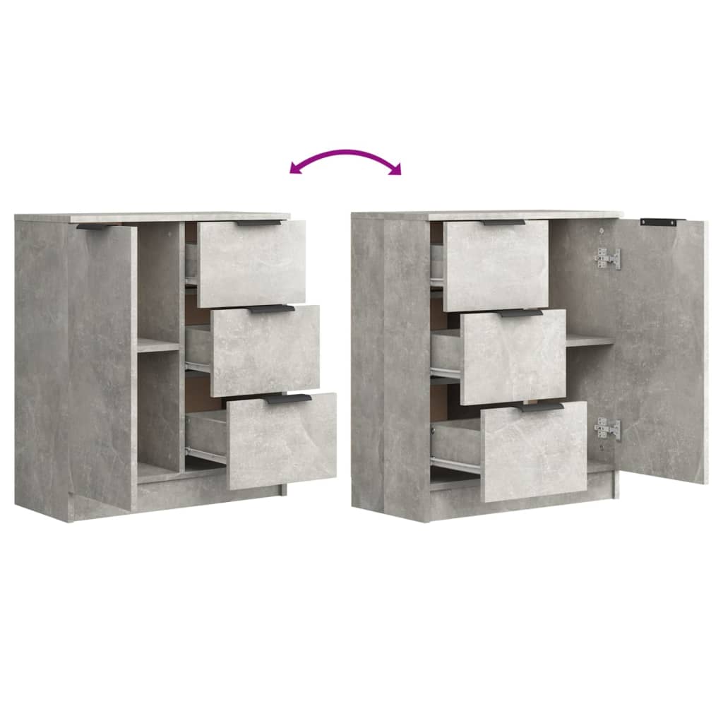 Sideboards 2 Stk. Betongrau 60x30x70 cm Holzwerkstoff