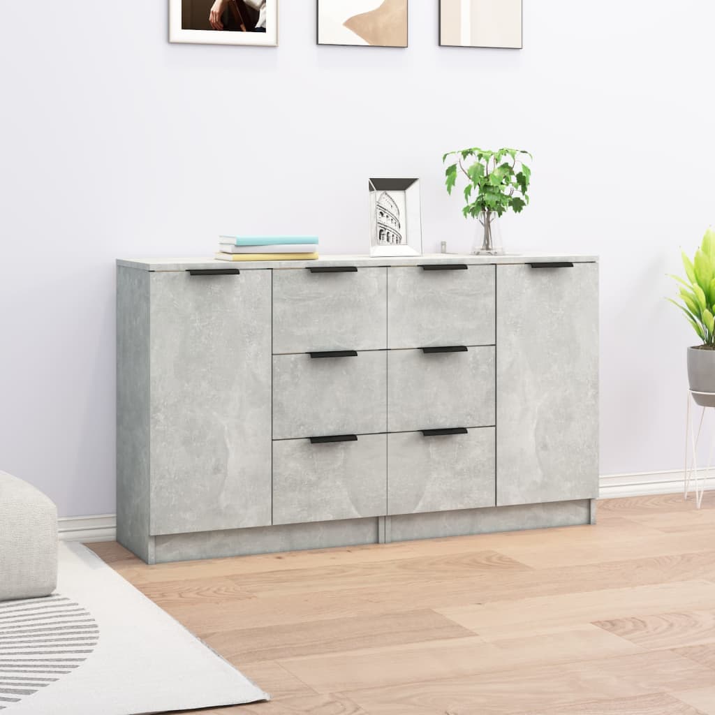 Sideboards 2 Stk. Betongrau 60x30x70 cm Holzwerkstoff