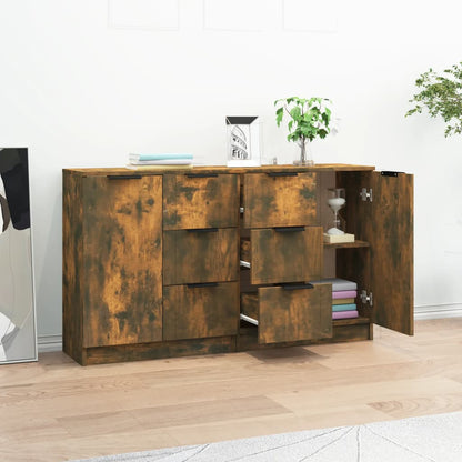 Sideboards 2 Stk. Räuchereiche 60x30x70 cm Holzwerkstoff