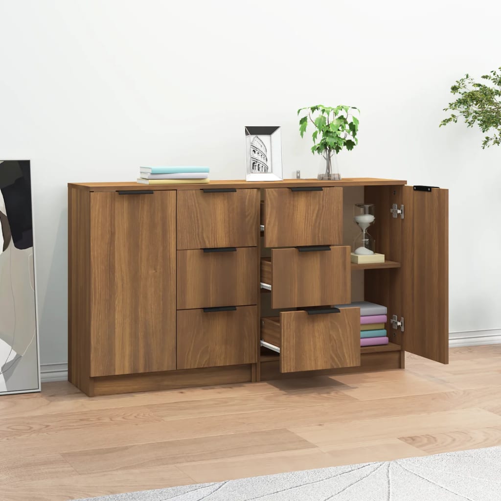 Sideboards 2 Stk. Braun Eichen-Optik 60x30x70 cm Holzwerkstoff