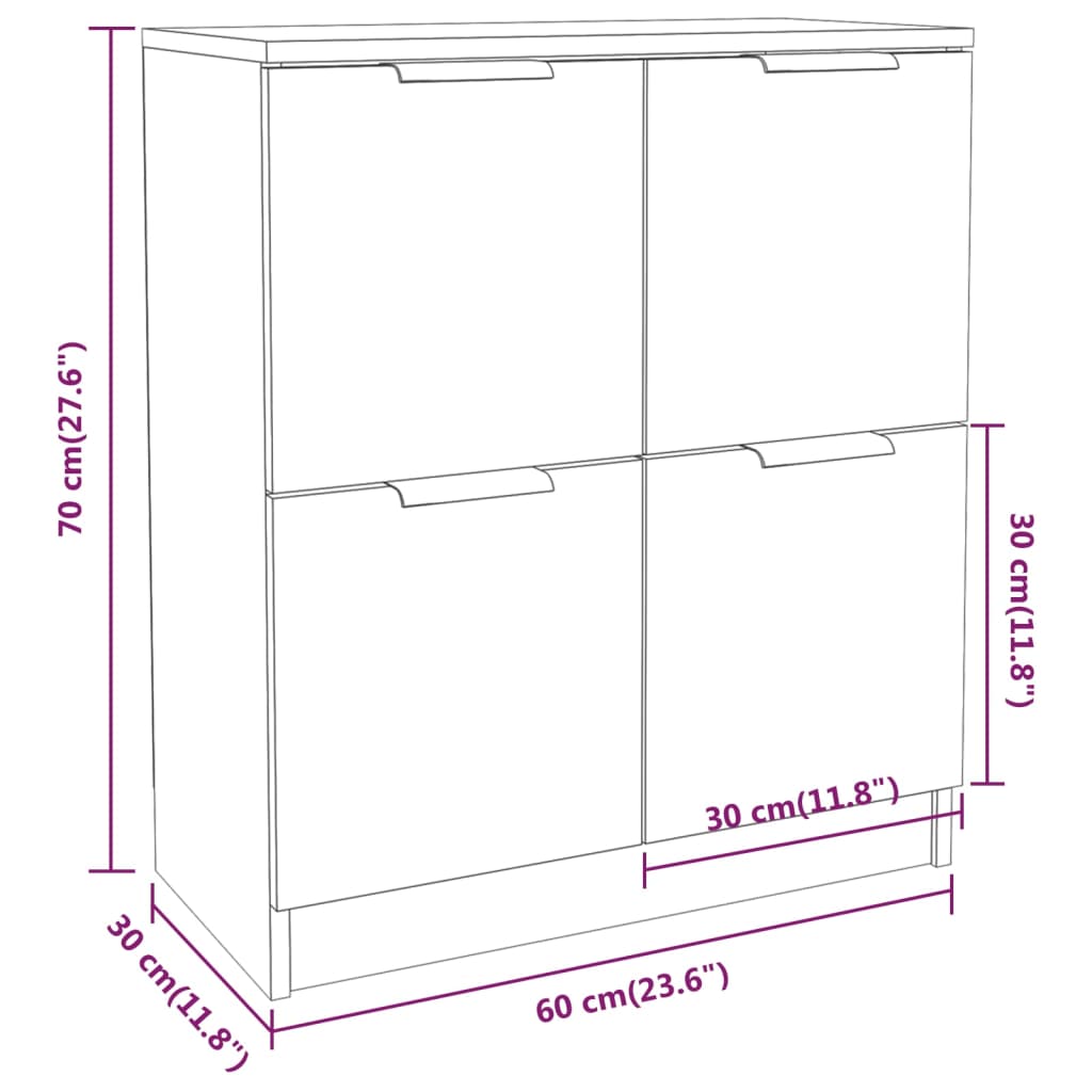 Sideboards 2 Stk. Betongrau 60x30x70 cm Holzwerkstoff