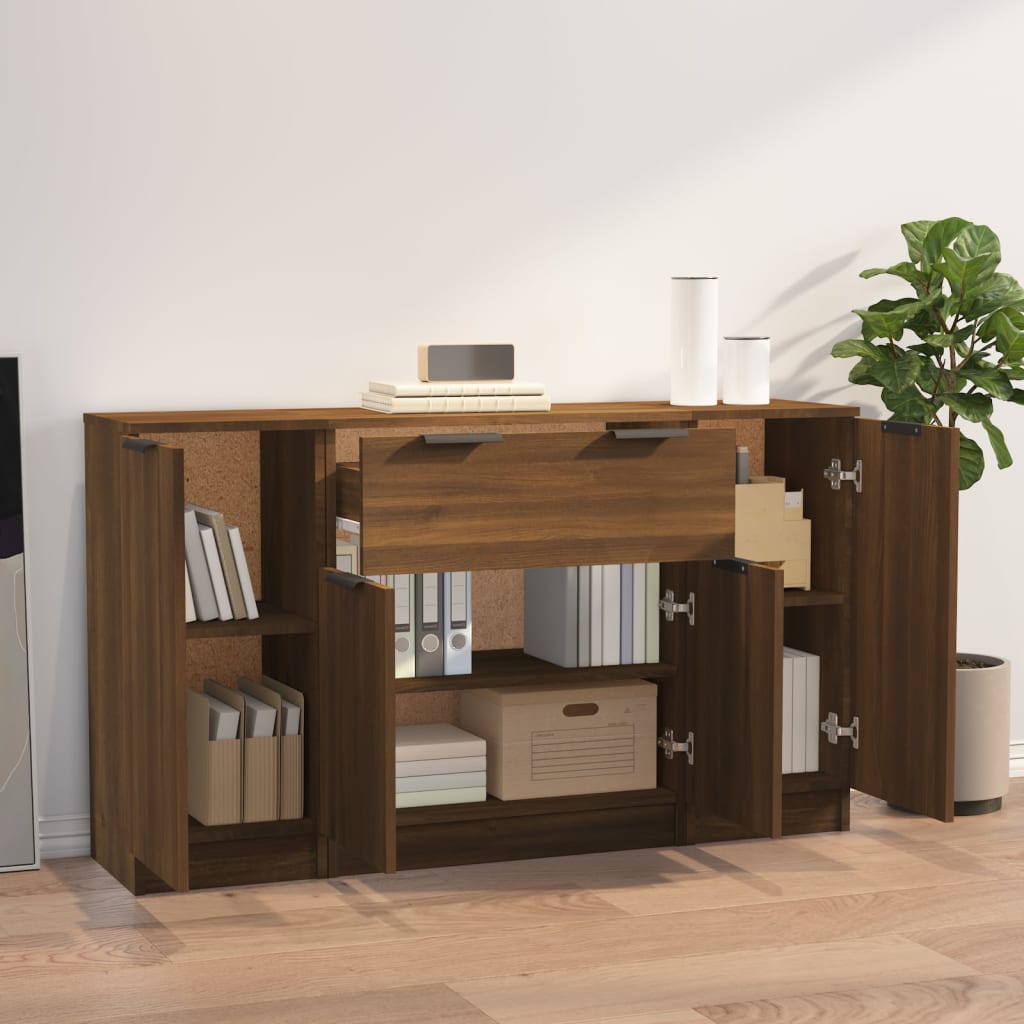 Sideboards 3 Stk. Braun Eichen-Optik Holzwerkstoff