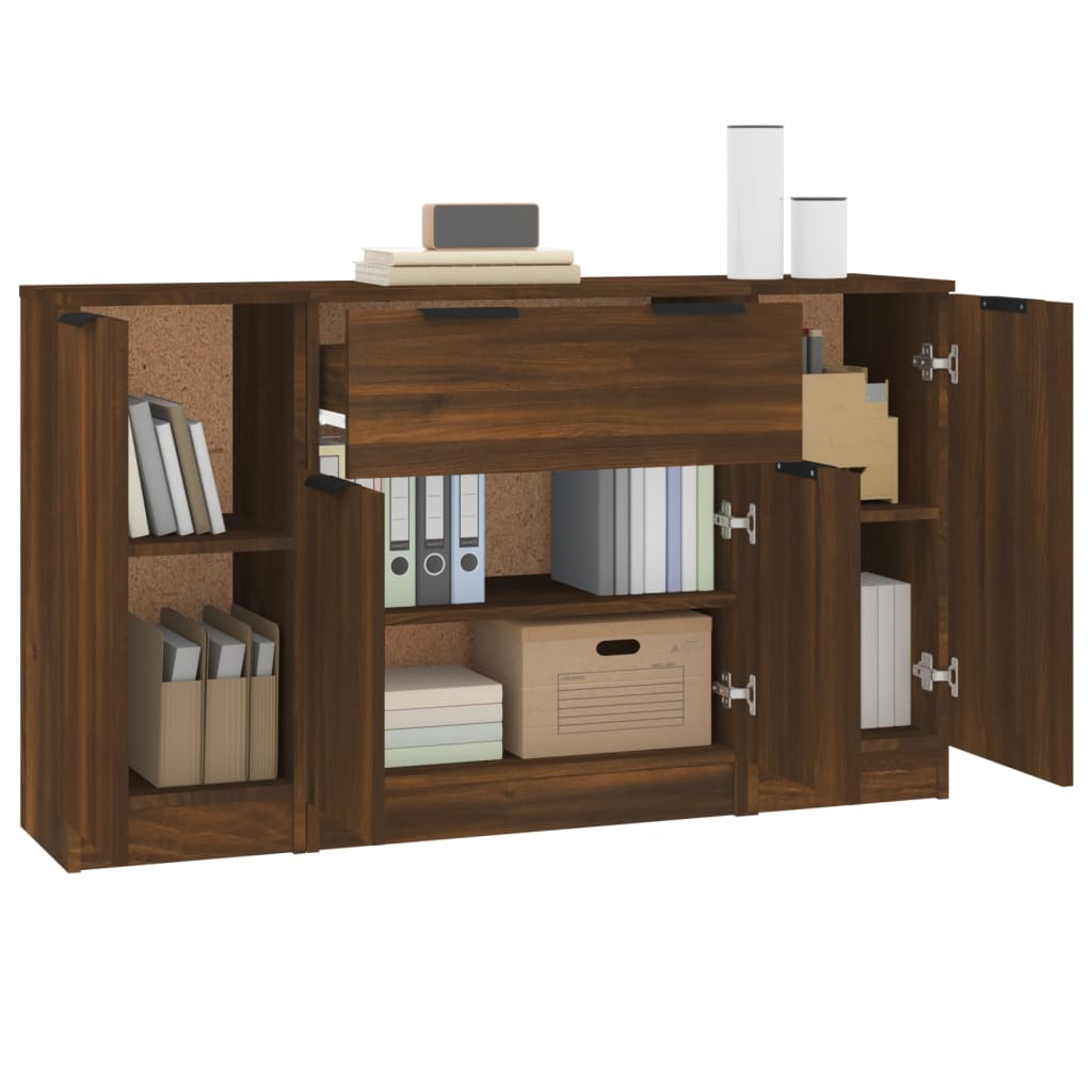 Sideboards 3 Stk. Braun Eichen-Optik Holzwerkstoff