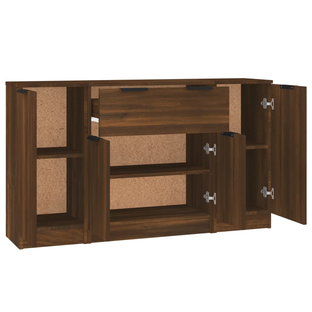 Sideboards 3 Stk. Braun Eichen-Optik Holzwerkstoff