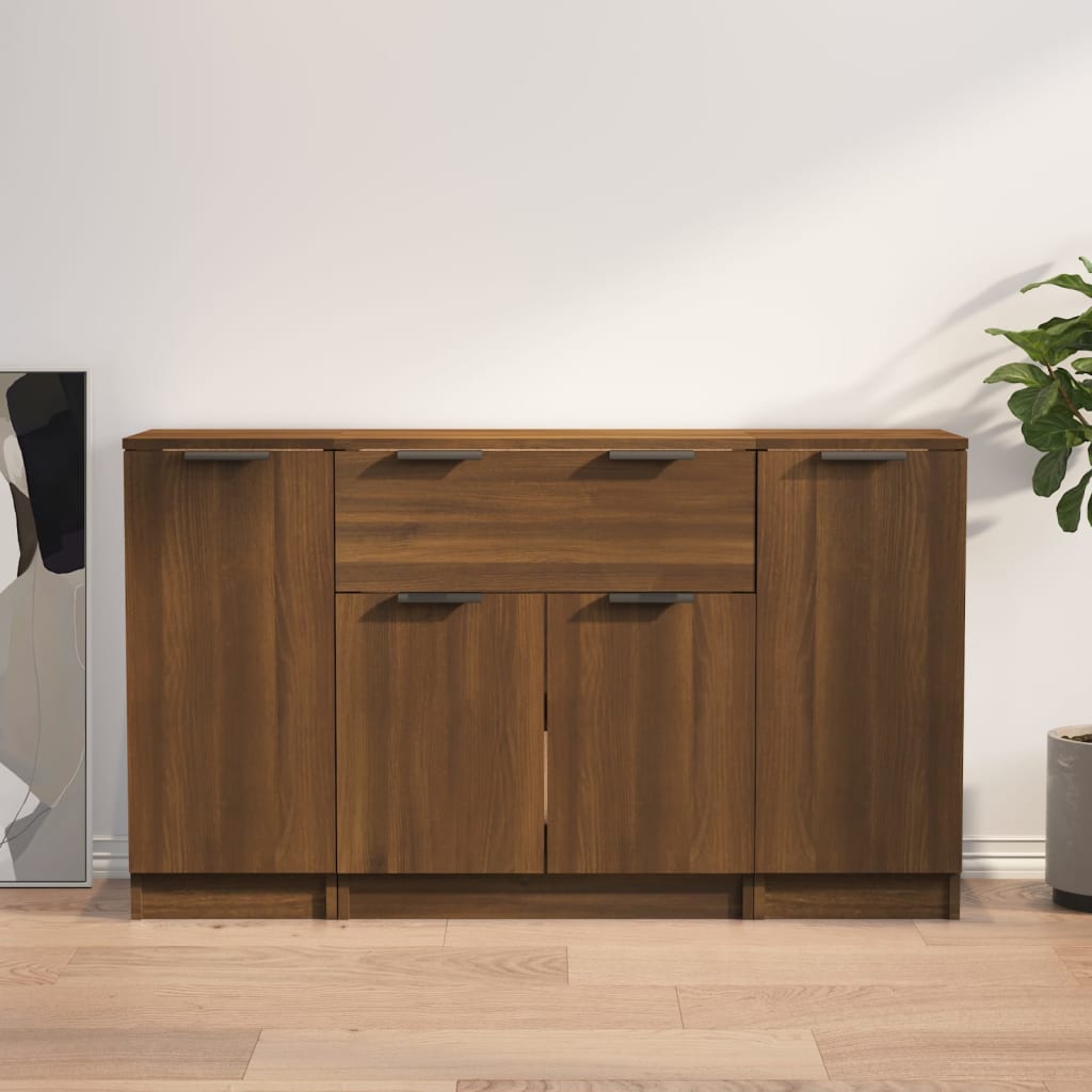 Sideboards 3 Stk. Braun Eichen-Optik Holzwerkstoff