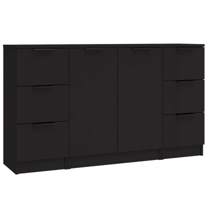 Sideboards 3 Stk. Schwarz Holzwerkstoff