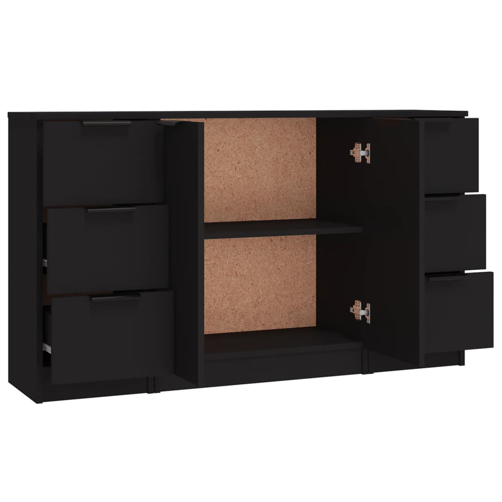 Sideboards 3 Stk. Schwarz Holzwerkstoff