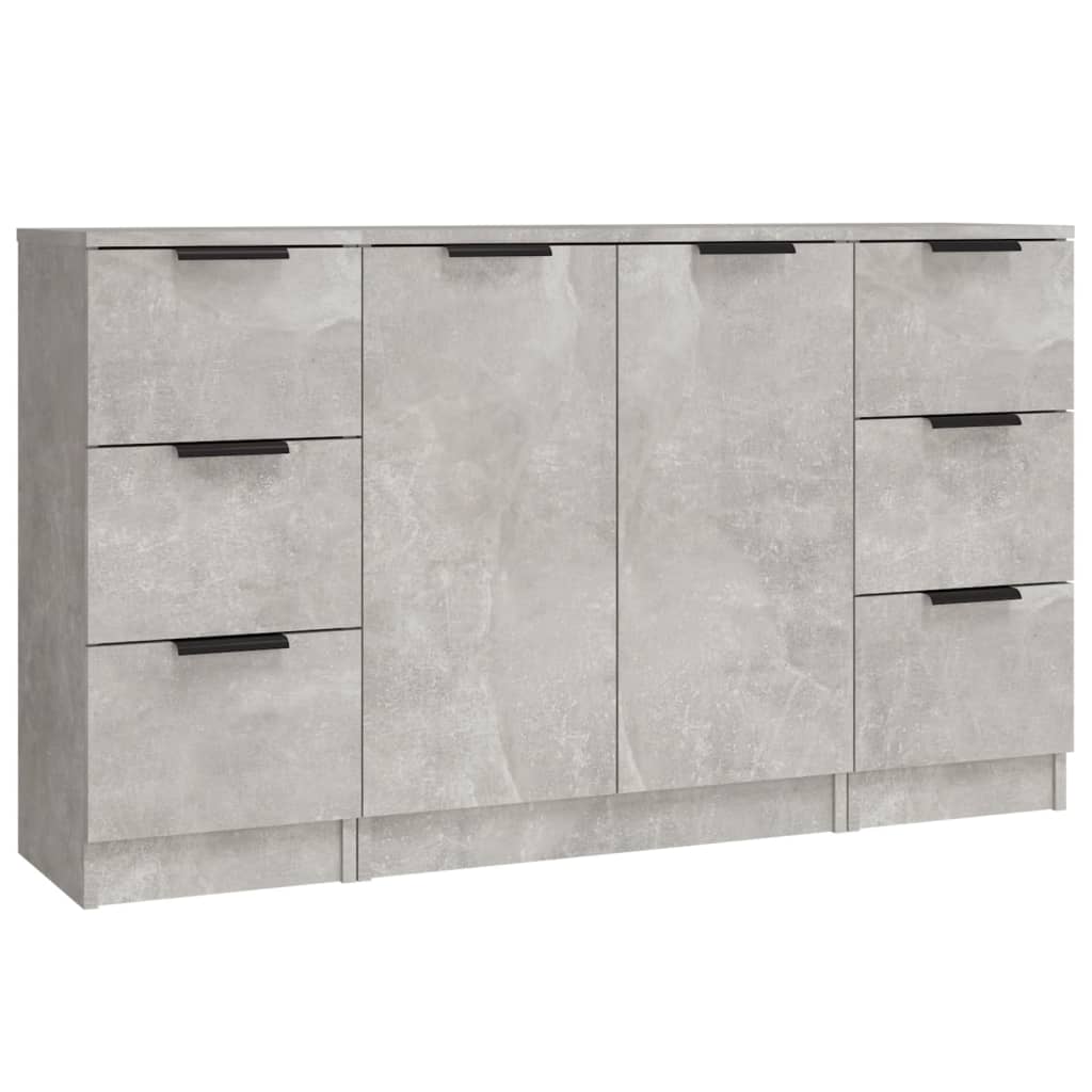 Sideboards 3 Stk. Betongrau Holzwerkstoff