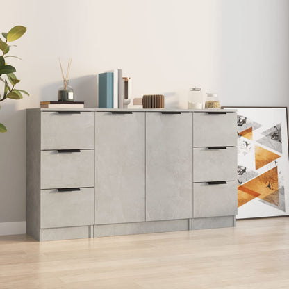 Sideboards 3 Stk. Betongrau Holzwerkstoff