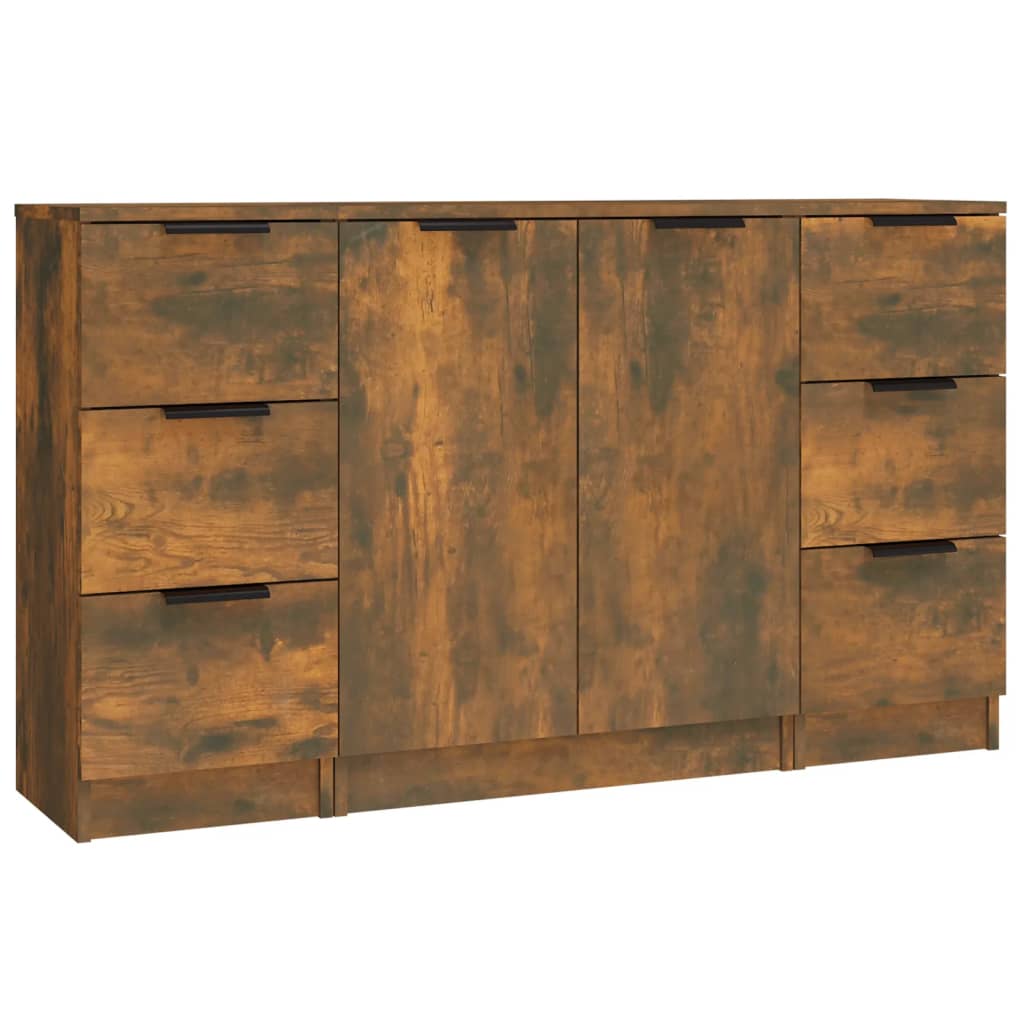 Sideboards 3 Stk. Räuchereiche Holzwerkstoff