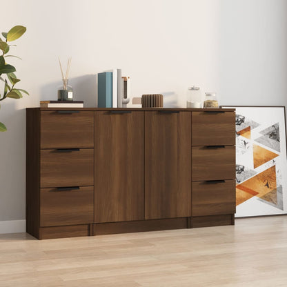 Sideboards 3 Stk. Braun Eichen-Optik Holzwerkstoff