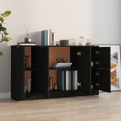 Sideboards 3 Stk. Schwarz Holzwerkstoff