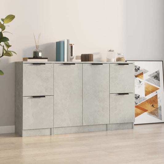 Sideboards 3 Stk. Betongrau Holzwerkstoff