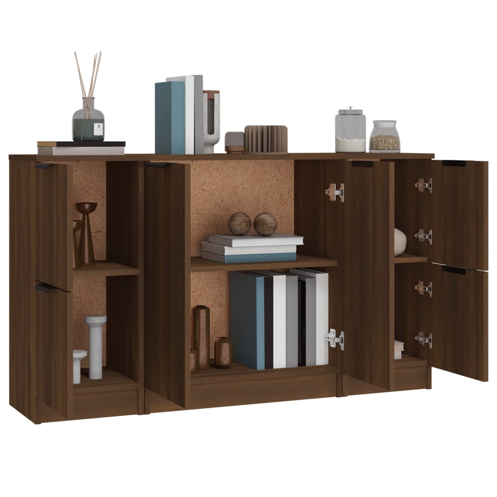 Sideboards 3 Stk. Braun Eichen-Optik Holzwerkstoff