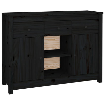 Sideboard Schwarz 100x35x74,5 cm Massivholz Kiefer