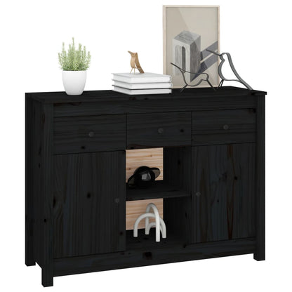 Sideboard Schwarz 100x35x74,5 cm Massivholz Kiefer