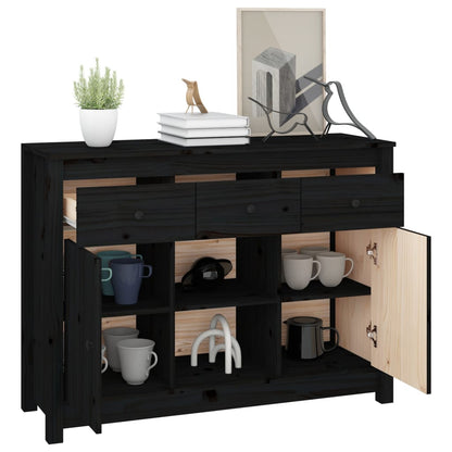 Sideboard Schwarz 100x35x74,5 cm Massivholz Kiefer