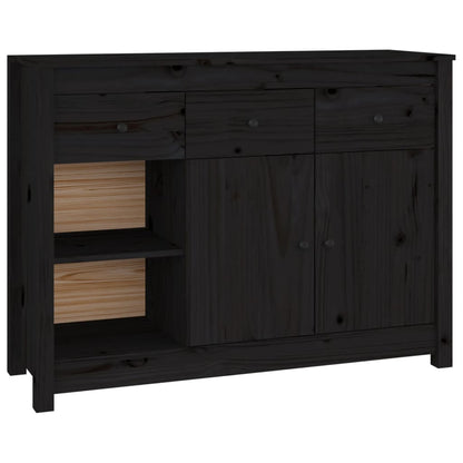 Sideboard Schwarz 100x35x74 cm Massivholz Kiefer