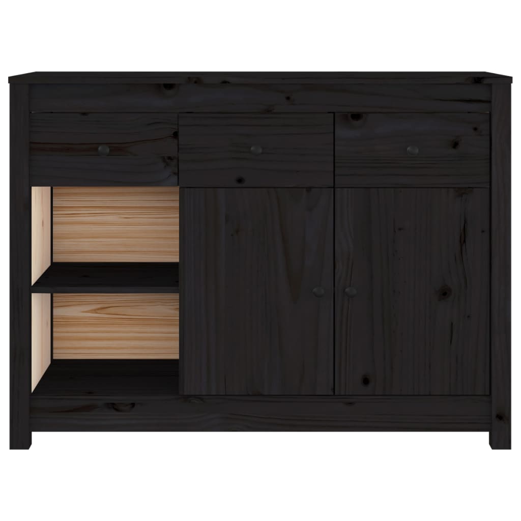 Sideboard Schwarz 100x35x74 cm Massivholz Kiefer