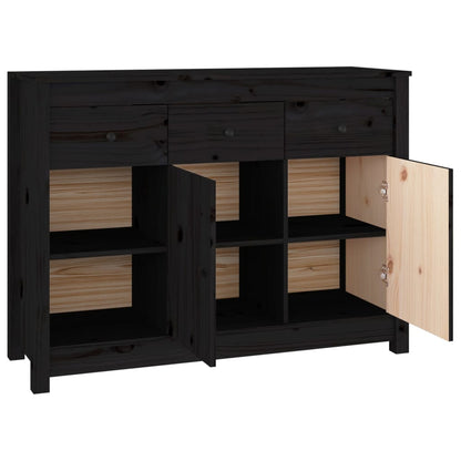 Sideboard Schwarz 100x35x74 cm Massivholz Kiefer