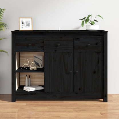 Sideboard Schwarz 100x35x74 cm Massivholz Kiefer