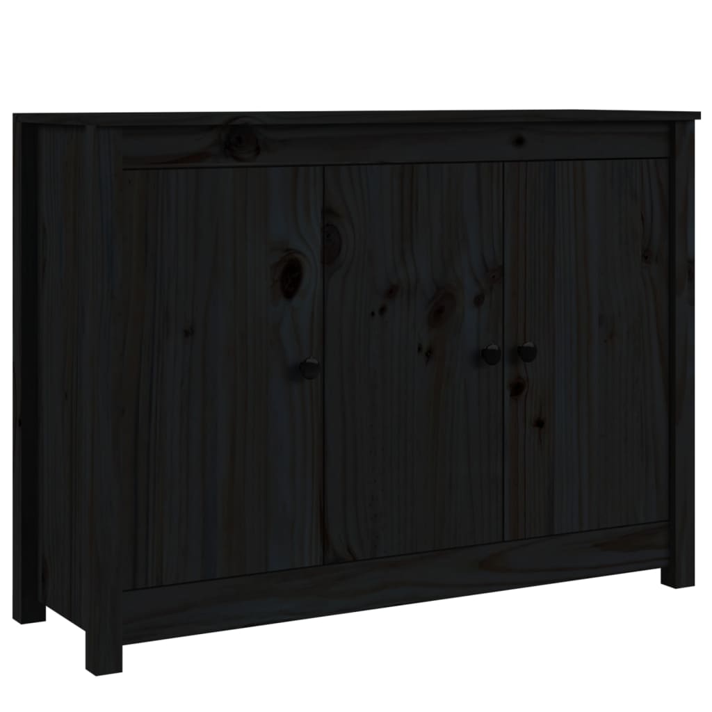 Sideboard Schwarz 100x35x74 cm Massivholz Kiefer