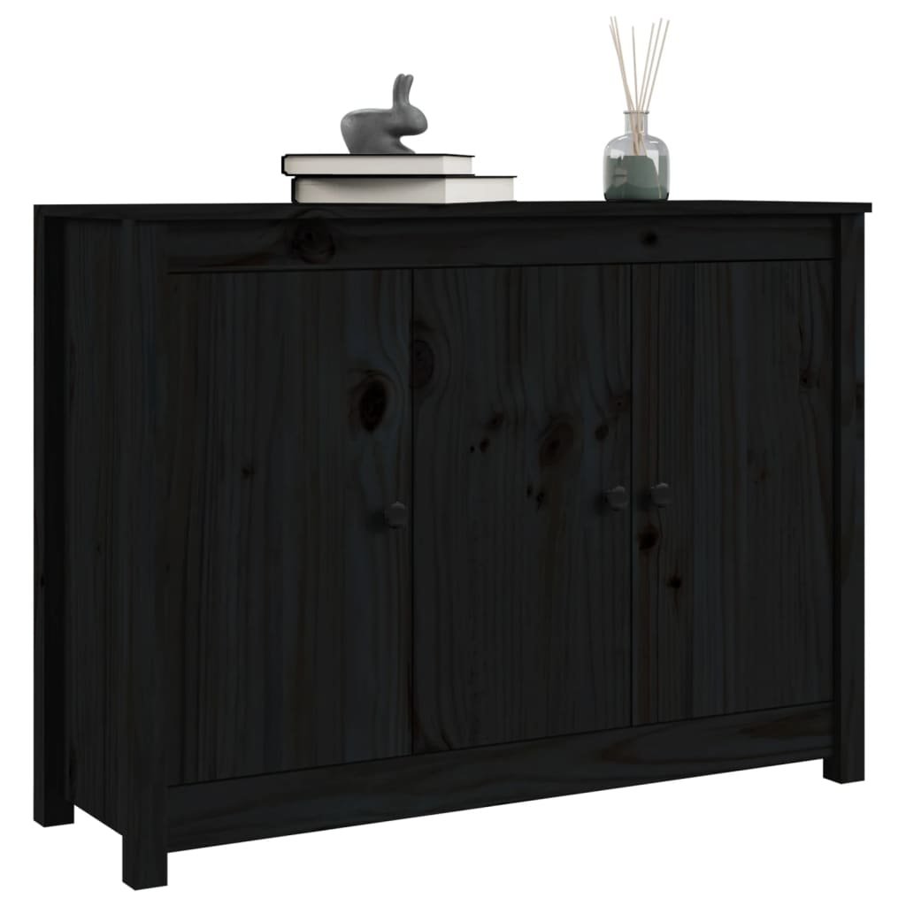 Sideboard Schwarz 100x35x74 cm Massivholz Kiefer