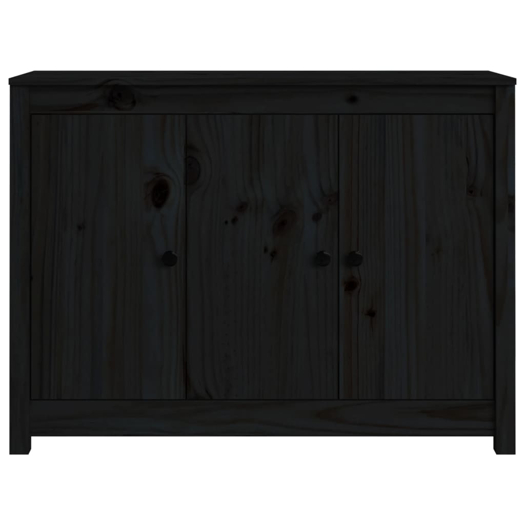 Sideboard Schwarz 100x35x74 cm Massivholz Kiefer